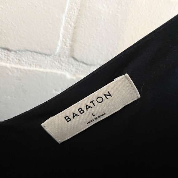 Aritzia Babaton Maxi dress Jeremy Navy blue Lined V neckline/back Minimalis L - Picture 4 of 10